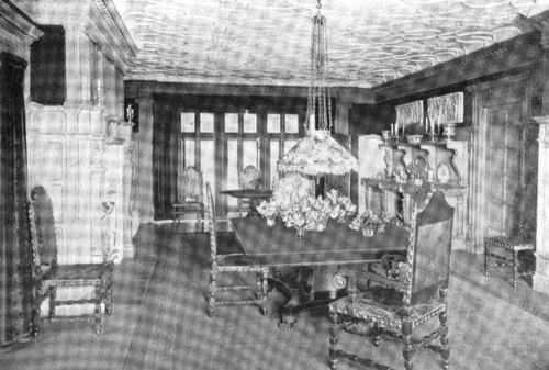 A photograph of the living room area, taken circa June, 1907.