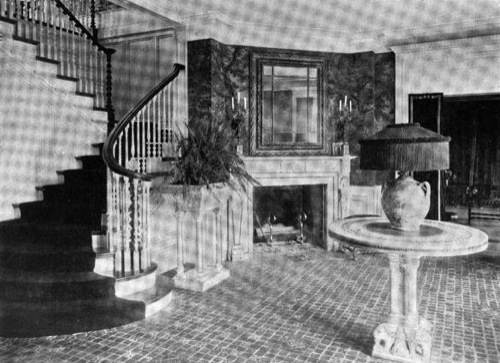 A photograph of the main staircase, taken circa June, 1907.