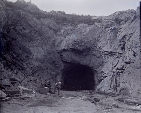 Construction men working on the Roseville Tunnel.