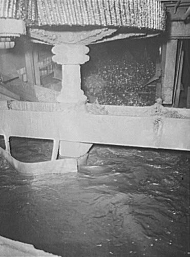 A historical picture of the chance wet jig in operation at the St. Nicholas Coal Breaker.